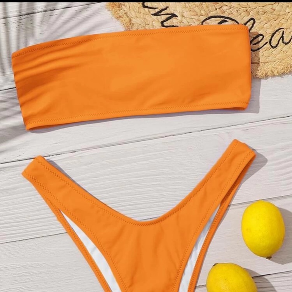 Bandeau high cut orange bikini set size L swimsuit